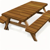 Resim 3 parça kırsal tarz piknik masa ve sandalye seti - dikdörtgen polyester masa örtüsü, ahşap desenli kamp masa örtüsü, açık hava kampanyası ve RV seyahati için uygun, çizgili desen | kamp masa örtüsü | esnek masa örtüsü 