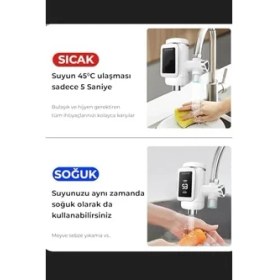 Resim Robo Taşınabilir Dijital Su Musluğu Tüm Bataryalara ve Musluk Tiplerine Uyumlu Pratik Isıtma Cihazı 