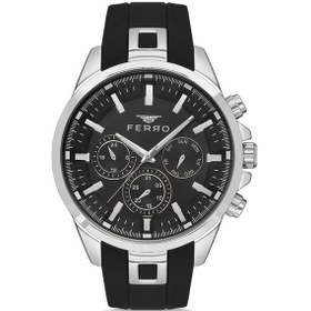 Resim Ferro Fm11379dwt-j Quartz Çelik Silikon Siyah 46 Mm Erkek Kol Saati 