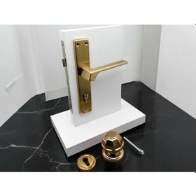 Resim Zey Mat Altın Çelik Kapı Kolu Sağ Basar + Kapı Tokmağı Kilit Hariçtir 