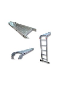 Resim Endokon Platformlu 4,56 Metre - 16 Basamaklı Katlanır Akrobat Merdiven - Büyük Menteşe - Kalın Profil 