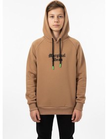 Resim Kapşonlu Baskılı Erkek Çocuk Sweatshirt-90867 Kahverengi 