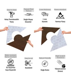 Resim Kendinden Yapışkanlı Parke Pvc Zemin Kaplama Duvar Paneli Mermer Teak 40X40 cm 0,64 M²/4 Adet 