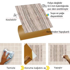 Resim Tink Kendinden Yapışkanlı Mermer 016 Desenli Pvc Karo 30X30 cm (4 Adet) 0,36 M2 