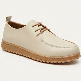 Resim Voyager Kadın Bağcıklı Rahat Günlük Deri Casual Ayakkabı Z887 Bej 