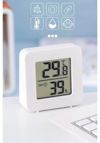 Resim Mini Sıcaklık Nem Ölçer Lcd Ekranlı Oda Termometre Duvara Takılabilen Masaüstü Isı Göstergesi 