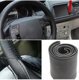 Resim Samdoo Yumuşak Suni Deri Dıy Direksiyon Kılıfı - Gri Renk, İğne Ve İplik Seti Dahil 38cm Diğer 