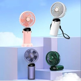 Resim Tastech Mini Klima Led Göstergeli Şarjlı El Fanı Vantilatör 5 Kademeli Hız Serinletici Parfümlü Fan 
