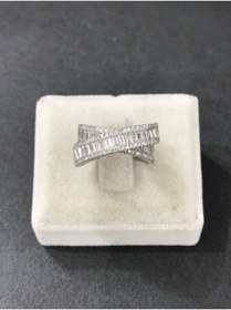 Resim Nayla Jewellery Baget Taşlı 2 Kol Gümüş Yüzük 