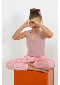 Resim Akbeniz Kız Çocuk Sıfır Kol Gül Kurusu Penye Pijama Takım 20433 Gülkurusu 