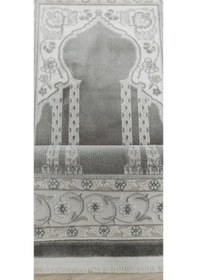 Resim Pırlanta Evva Halı Seccade Parlak Yumuşak Dokulu Kadifemsi Yüzey Açık Gri 