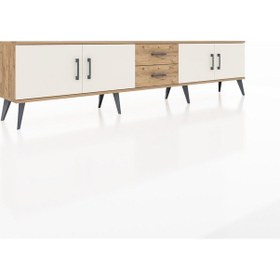 Resim Arges Tv Ünitesi 2 Raflı 2 Çekmeceli 4 Kapaklı 220x30x51 Çam-aytaşı/çam Aytası/atlas Çam - Atlas Çam 