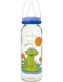 Resim Bebedor 31302 Desenli Cam Biberon 250 Ml - Mavi Kapaklı Kurbağa 