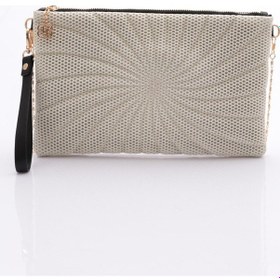 Resim Dgn 4102 Kadin Delik Desenli Fermuarli Çanta 4102-2337-R0283 Beyaz 