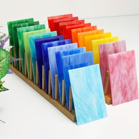 Resim Çok Renkli DIY El Sanatları Eritilmiş Cam Levhalar Paketi, Mozaik ve Vitray Projeleri için Opak Sanat Camı Plakaları 