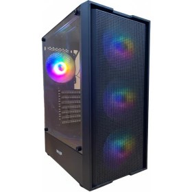 Resim Bugatek Adagan 4X12CM Raınbow Mid Tower Tempered Cam Gaming Bilgisayar Kasası 