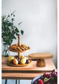 Resim Justwood 2 Li 2 Katlı Kek Stantı Ve 29/12 Cm Lucca Pasta Sunumluk 