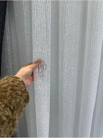 Resim Noktalı Desen Tül 1 3 Sık Pileli Boru Pile Kırışmaz Ütü İstemez Ağır Gramajlı,Beyaz 150 X 250 