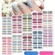 Resim 10 Şerit Tam Sarma Makyaj Bantları, Gradyan Sticker'lar, Parıltılı Kendinden Yapışkanlı DIY Sanat Dekoratif Bantlar, Tatil Makyaj Dekorasyonu İçin 2 Makyaj Fırçası (Klasik Stil) 