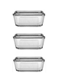 Resim Paşabahçe Frigo Tereyağlık Kahvaltılık Cam Saklama Kabı 3'lü Set Şeffaf 