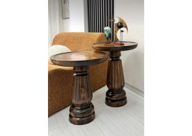 Resim Aselya Home Doğal Ahşap 2'li Set Mantar Yan Sehpa Modern Ceviz Renk Fiskos Zigon Çiçeklik 