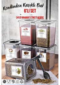 Resim Ny Home 6'lı Kendinden Kaşıklı Baharatlık Seti Antrasit - Gri 