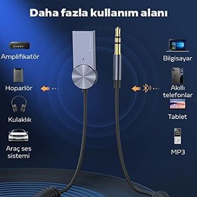 Resim KUULAA Usb Bluetooth 5.0 3.5 Aux Receiver Aux Wireless Araç Kiti 