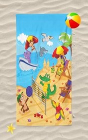 Resim Jungle Animals Desenli Plaj Havlusu Çocuk Plaj Deniz Havlusu 