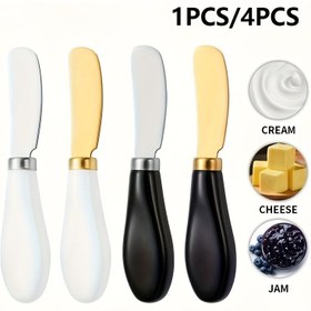 Resim 1 adet/4 adet Paslanmaz Çelik Peynir Bıçağı Seramik Saplı Tereyağı Bıçağı Tereyağı Ekmek Reçel Krem Spatula Pişirme Kek Kazıyıcı 