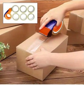 Resim Koli Bantlama Seti - Bant Kesme El Aleti 1 Adet Ve Taba 6 Adet 45 x 40 M Koli Bandı 