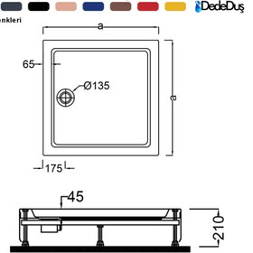 Resim Kare Panelli Duş Teknesi | Sanacryl - 80x80 / Siyah / Düz 