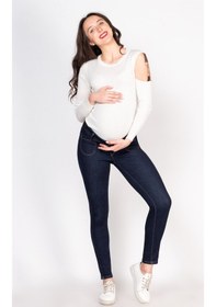 Resim Busa Hamile Beli Lastikli Skinny Kot Pantolon Mavi-mavi 