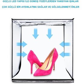 Resim Renvox PULUZ 2×32 LED Fotoğraf Çekim Çadırı 40×40 - Ürün Işık Çadırı Softbox 