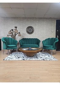 Resim İstiridye Takım Krom Kaplama Telli Ayak Çay Seti Koltuk Takımı Ye Çok Renkli 