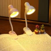 Resim 1/2 Adet Pembe ve Beyaz Ayarlanabilir Kollu LED Mini Kitap Işığı - Yatak Odaları için Taşınabilir Gece Okuma Lambası, Masaüstü Dekoratif Aydınlatma, Yataktan veya Masadan Okumak İçin Mükemmel, Klipsli mini kitap lambası 