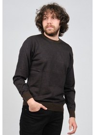 Resim Woolman Erkek Desenli Bisiklet Yaka Yün Kazak 1572010 Kahverengi Kahverengi Beyaz 