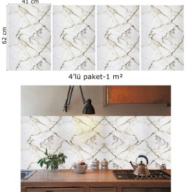 Resim Tink Kendinden Yapışkanlı Sarı Çizgili Desenli Pvc Panel 41X62 cm (4 Adet) 1 M² 