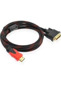 Resim Hadron HD4115 Örgülü Çift Taraflı (24+1 Pin) Dvı-I To HDMI Kablo - 1.8m 