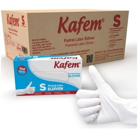 Resim Kafem Beyaz Lateks Eldiven Pudralı (S) 100 Lü X 20 Paket (Koli) 