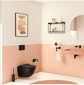Resim Vitra S60 Smootflush Mat Siyah Asma Klozet 7510b083-0090, Vitra Mat Siyah Gömme Rezervuar Set 768-1851 Siyah 