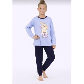 Resim Rapapa Kız Çocuk Baskılı Uzun Kollu Pijama Takımı - Sevimli Ev Giyimi-8408- 
