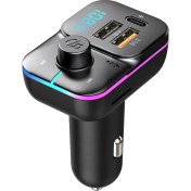 Resim Tekno Grup Lucatch Lt-460 Araç Fm Transmitter 30W Typ-C Hızlı Şarjlı Çakmaklık Girişli Bluetoothlu 7 Renk Rainbow Işıklı LED Ekranlı USB Flah + Micro Sd 