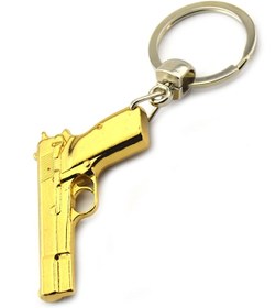 Resim 14 lü Tabanca Metal Anahtarlık (Gold) 