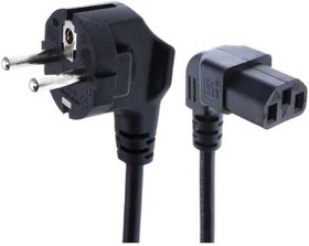 Resim C13 Power Kablo - 90 Derece L Uç - Dik Açılı - Standart Power Kablosu - 1.8 mt 