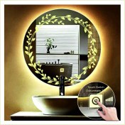 Resim Dnr-MirrorDnr-Mirror 80 cm Günışığı Ledli Tasarım Kumlamalı Dokunmatik Tuşlu Banyo Aynası Makyaj Aynası Işıklı Ayna 