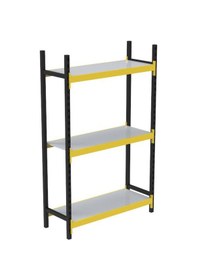 Resim 3 Katlı Tekli Midi Rack - Ekonomik Depo, Arşiv, Kiler Rafı Siyah-turuncu-35x90 Cm-100 Cm Çok Renkli 