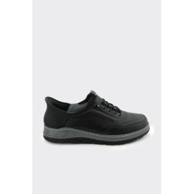 Resim Derinet Hakiki Deri Lastik Bağcıklı Erkek Sneaker 