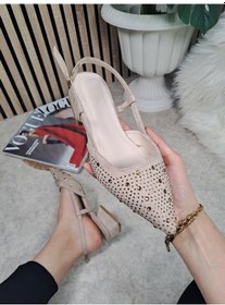 Resim Günlük Kadın Kalın Kısa Topuklu Taşlı Tokalı Ayakkabı 458 001 