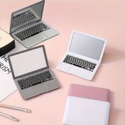 Resim 1 Adet Yaratıcı Mini Laptop Aynası ve Kompakt Makyaj Aynası, Pratik Ev Dekorasyonu, Taşınabilir Katlanabilir Tasarım, Seyahat ve Geziler İçin İdeal 