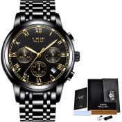 Resim Hanyang Siyah Altın S Moda Erkekler Izle Lıge Orijinal Marka Izle Lüks Paslanmaz Çelik Su Geçirmez Kol Saatleri Erkekler Için Chronograph Kuvars Saat Hediye (Yurt Dışından) 